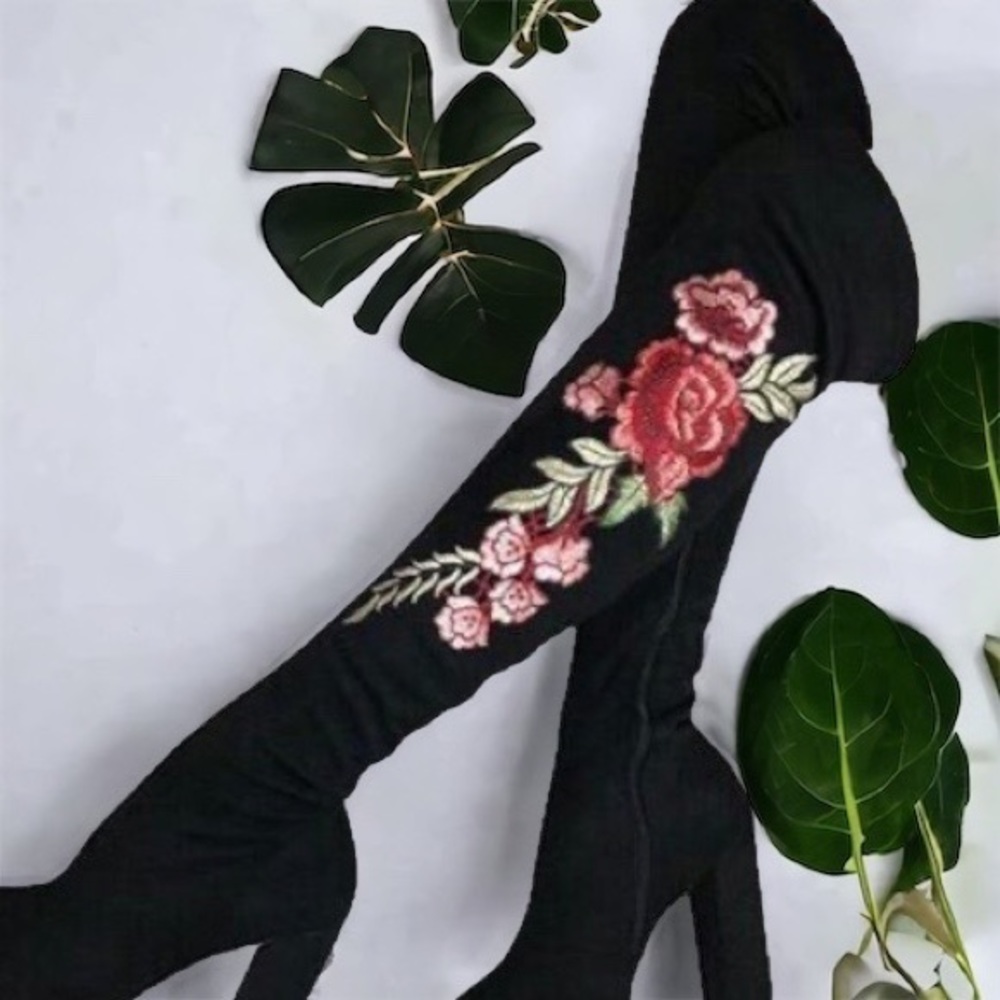 Steve Madden Women's Shoes Evoke Suede Embroidered Over The Knee Boots